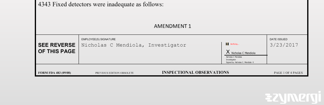 Nicholas C. Mendiola FDA Investigator 