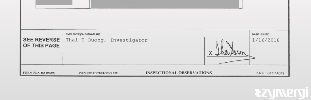 Thai T. Duong FDA Investigator