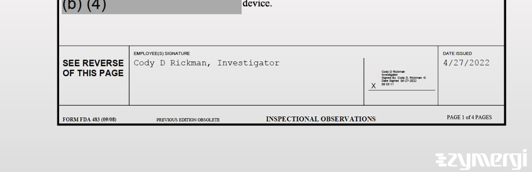 Cody D. Rickman FDA Investigator