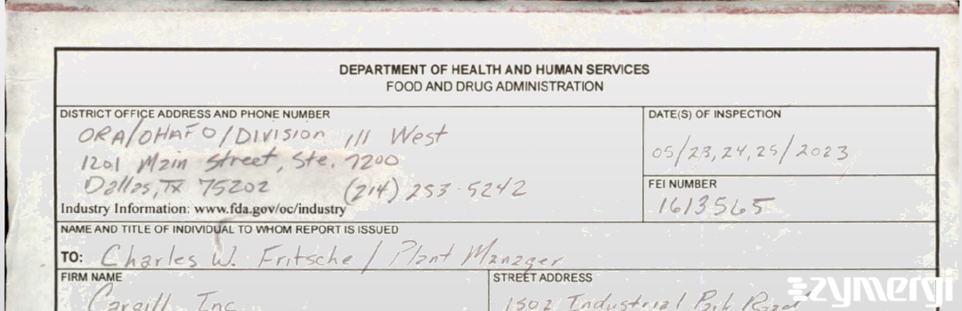 FDANews 483 Cargill, Inc. May 25 2023 top
