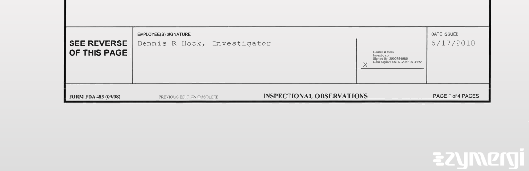 Dennis R. Hock FDA Investigator 