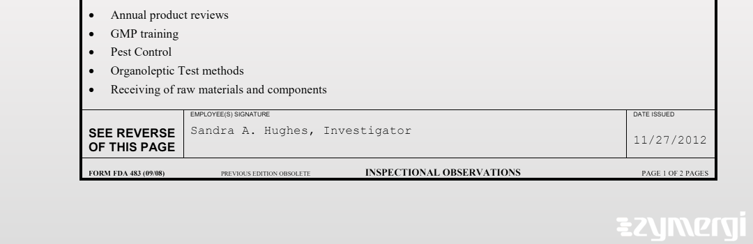 Sandra A. Hughes FDA Investigator