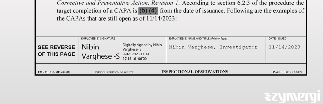 Nibin Varghese FDA Investigator