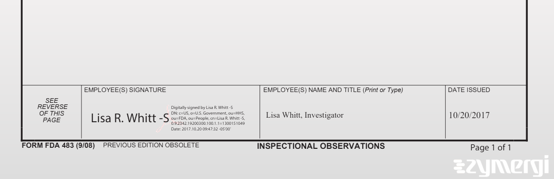 Lisa R. Whitt FDA Investigator 