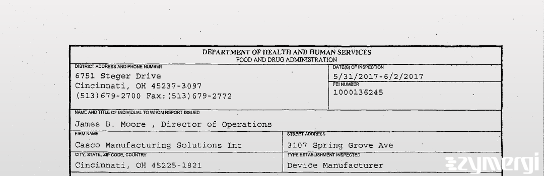 FDANews 483 Casco Manufacturing Solutions Inc Jun 2 2017 top