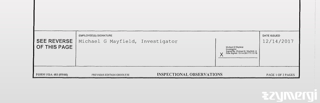 Michael G. Mayfield FDA Investigator 