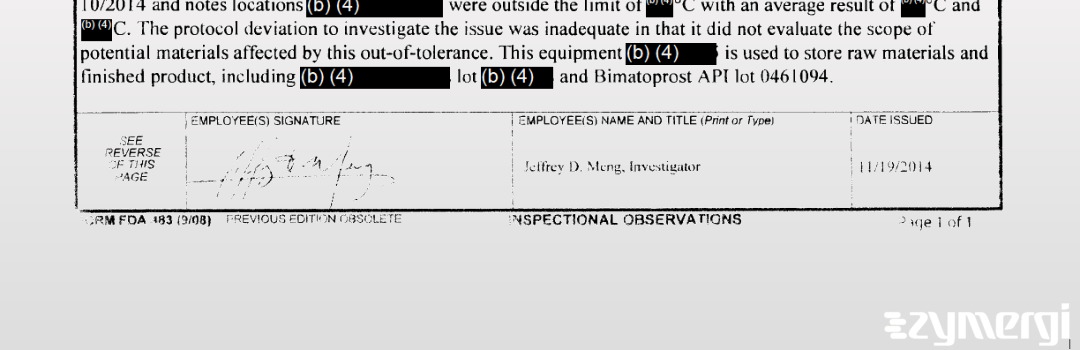 Jeffrey D. Meng FDA Investigator