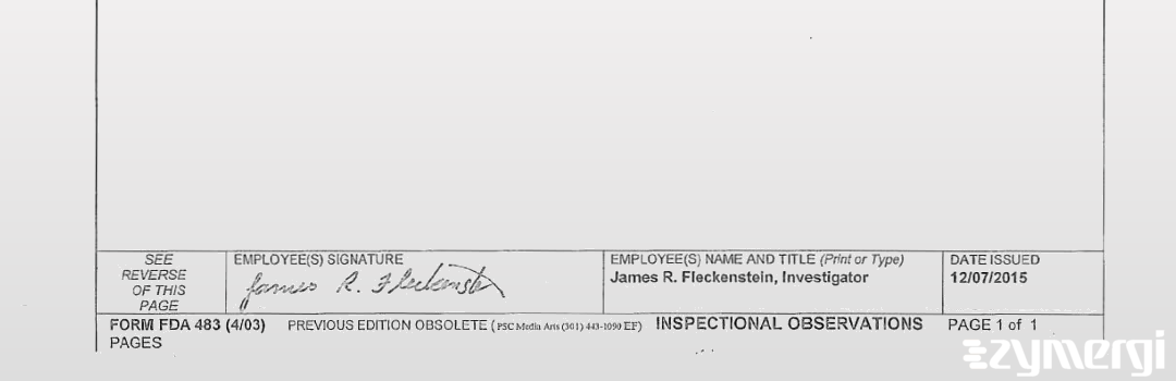 James R. Fleckenstein FDA Investigator