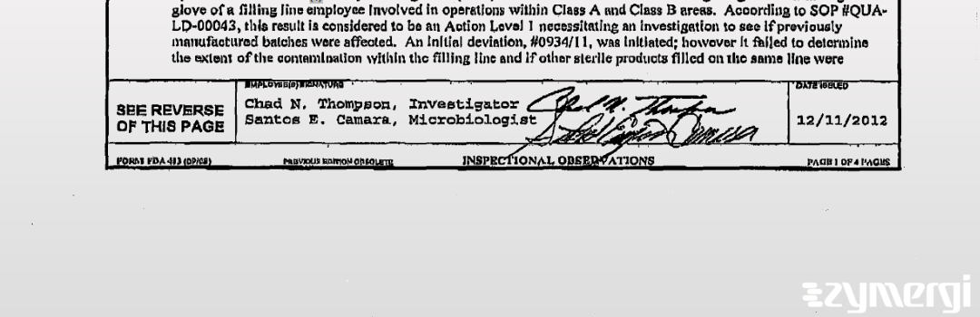 Santos E. Camara FDA Investigator Chad N. Thompson FDA Investigator 