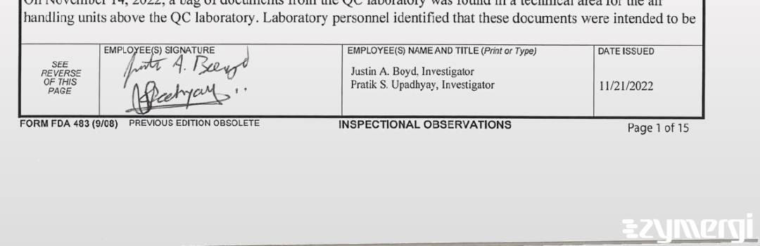 Justin A. Boyd FDA Investigator Pratik S. Upadhyay FDA Investigator 