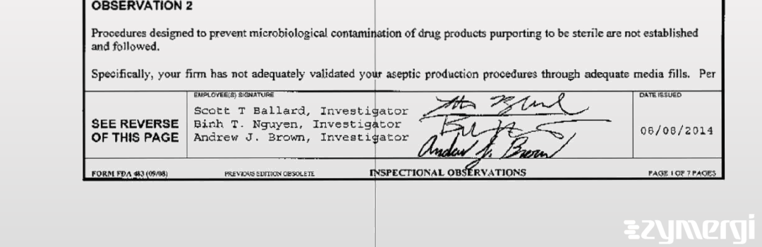 Scott T. Ballard FDA Investigator Binh T. Nguyen FDA Investigator Andrew J. Brown FDA Investigator 