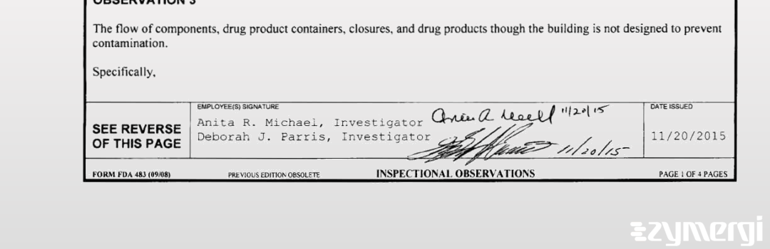 Anita R. Michael FDA Investigator Deborah J. Parris FDA Investigator