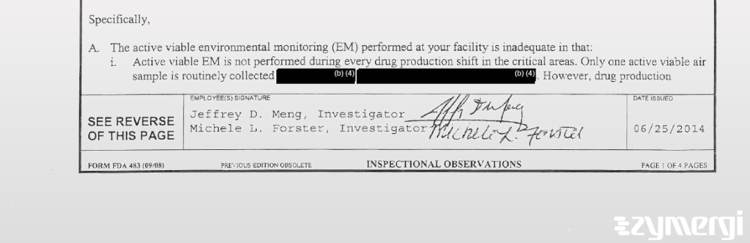 Jeffrey D. Meng FDA Investigator Michele L. Forster FDA Investigator