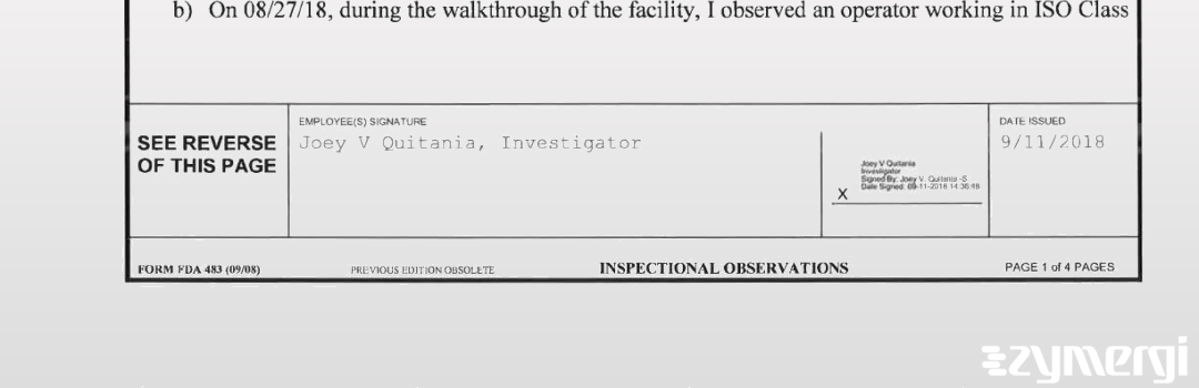 Joey V. Quitania FDA Investigator