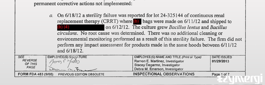 Debra M. Emerson FDA Investigator Stacey S. Degarmo FDA Investigator Ramon E. Martinez FDA Investigator 