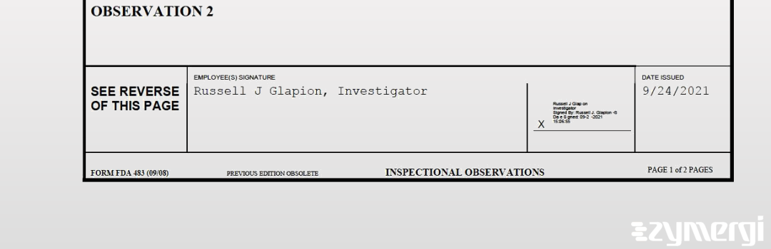 Russell J. Glapion FDA Investigator 