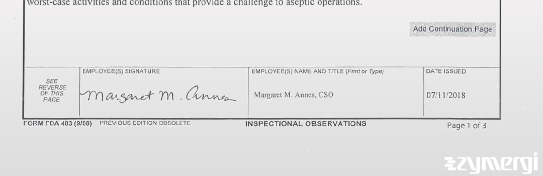 Margaret M. Annes FDA Investigator