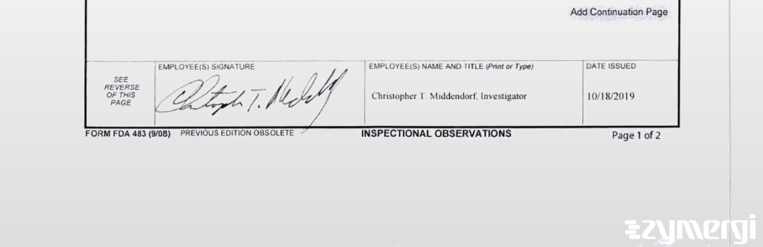 Christopher T. Middendorf FDA Investigator