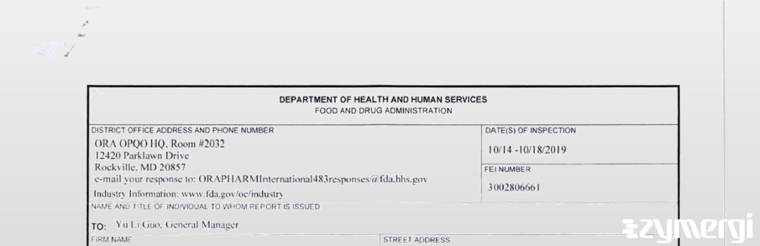 FDANews 483 Changzhou Pharmaceutical Factory Oct 18 2019 top