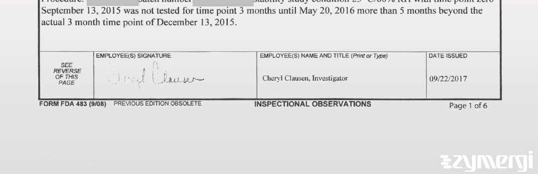 Cheryl A. Clausen FDA Investigator