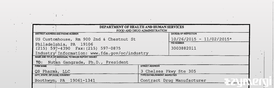 FDANews 483 Charles River Laboratories Contract Manufacturing PA, LLC Nov 2 2015 top