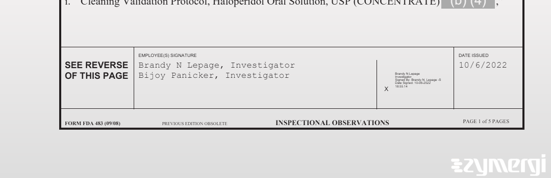 Brandy N. Lepage FDA Investigator Bijoy Panicker FDA Investigator 