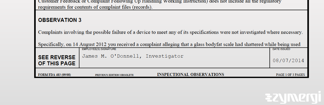James M. Odonnell FDA Investigator