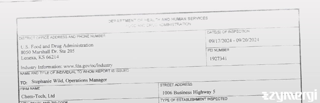 FDANews 483 Chem-Tech Ltd Sep 20 2024 top