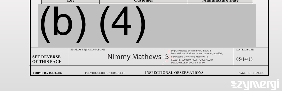 Nimmy Mathews FDA Investigator 