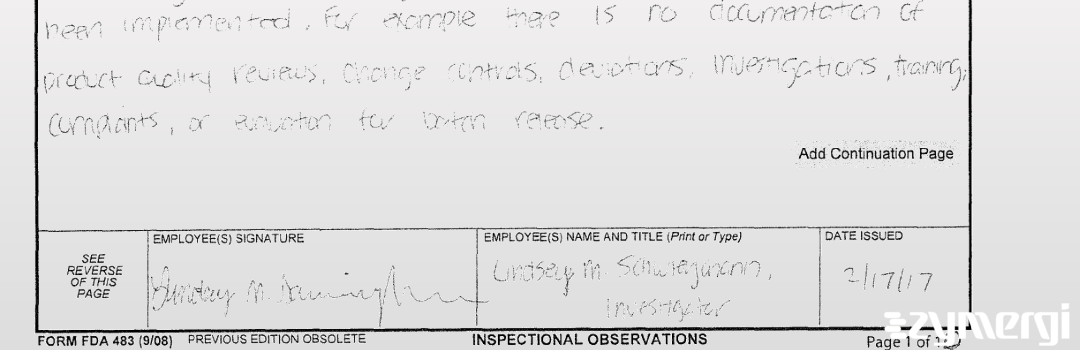 Lindsey M. Schwierjohann FDA Investigator