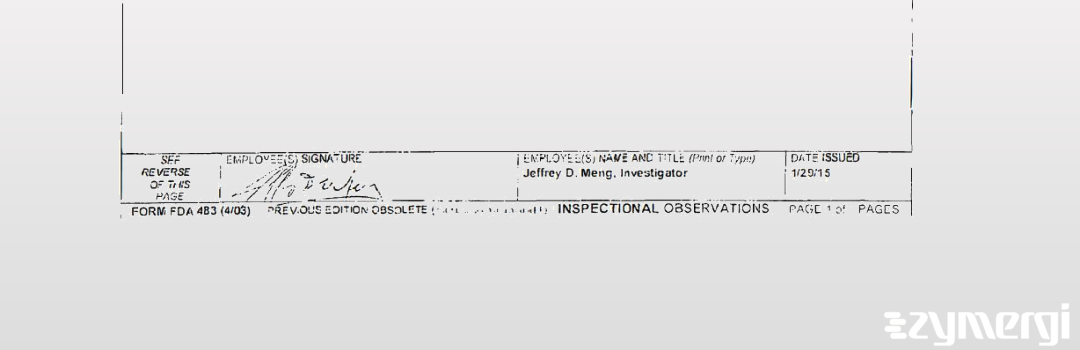 Jeffrey D. Meng FDA Investigator 