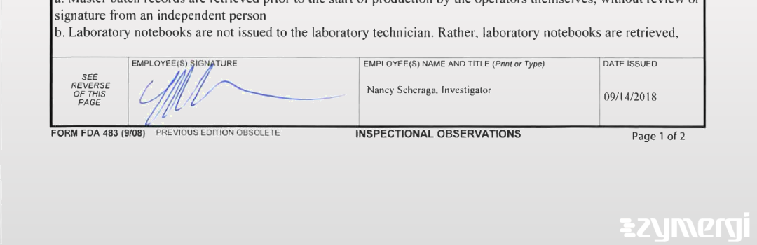 Nancy F. Scheraga FDA Investigator