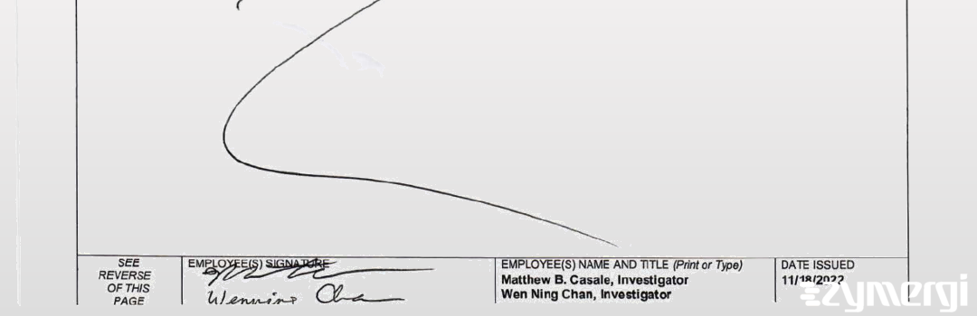 Wen Ning Chan FDA Investigator Matthew B. Casale FDA Investigator 