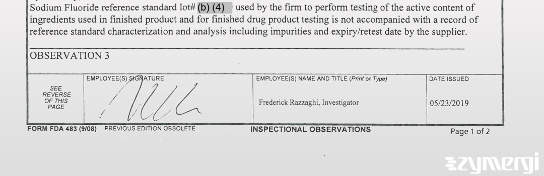 Frederick Razzaghi FDA Investigator 