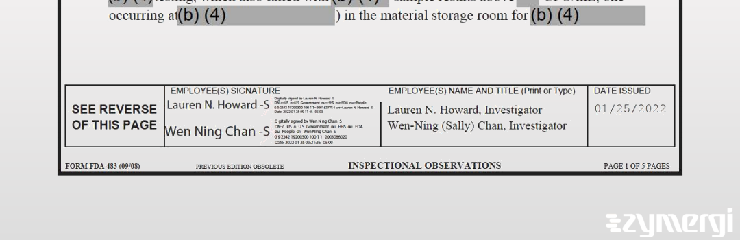 Wen Ning Chan FDA Investigator Lauren N. Howard FDA Investigator