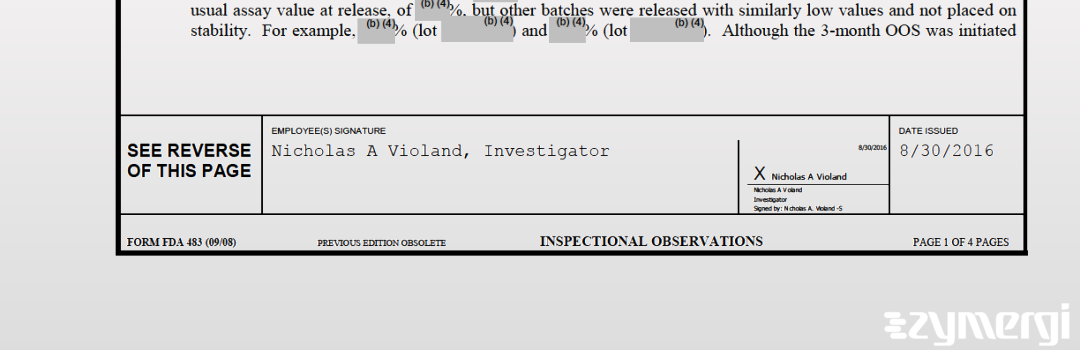 Nicholas A. Violand FDA Investigator 