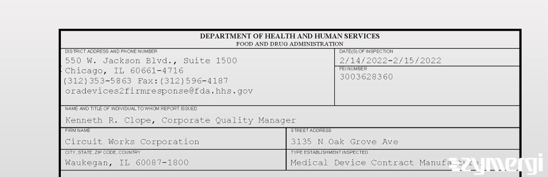 FDANews 483 Circuit Works Corporation Feb 15 2022 top