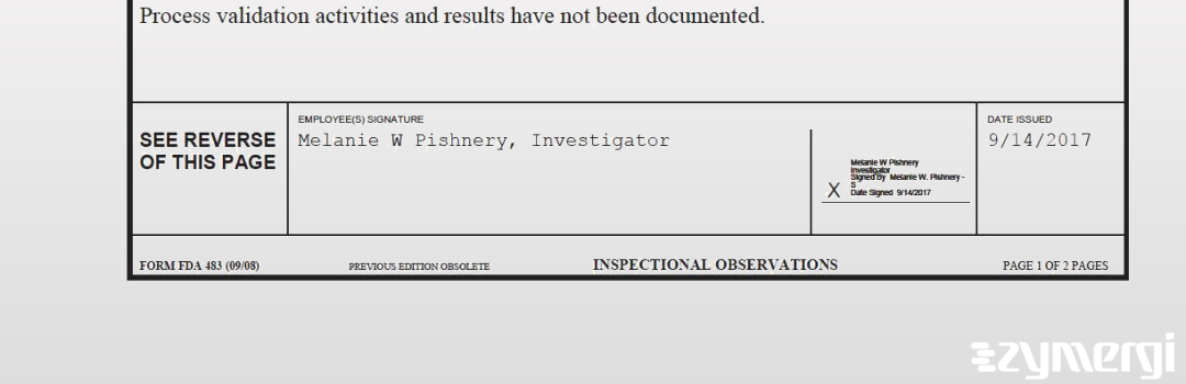 Melanie W. Pishnery FDA Investigator