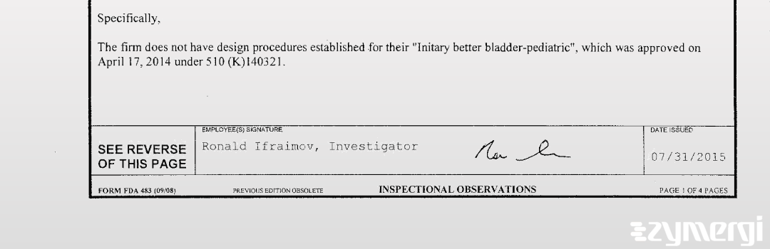 Ronald Ifraimov FDA Investigator 