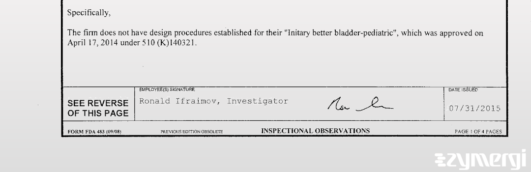 Ronald Ifraimov FDA Investigator