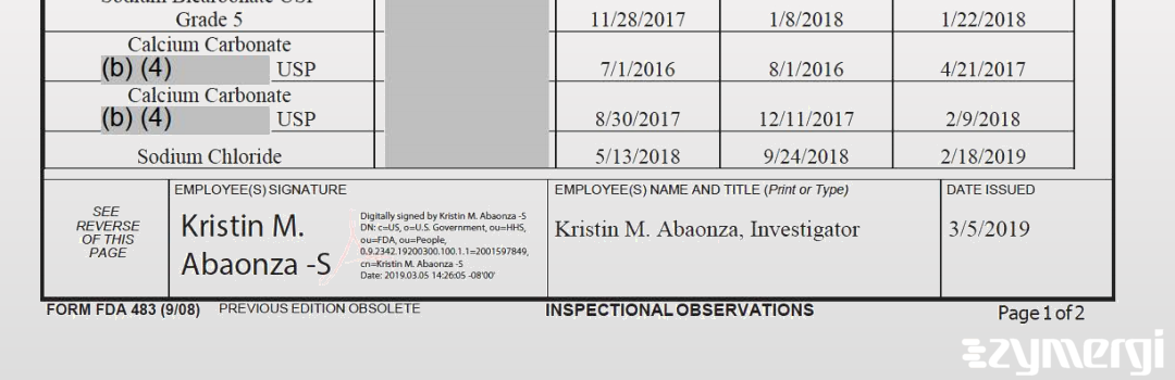 Kristin M. Abaonza FDA Investigator