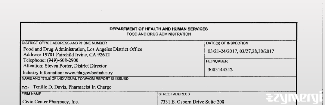 FDANews 483 Civic Center Pharmacy, Inc. Mar 30 2017 top