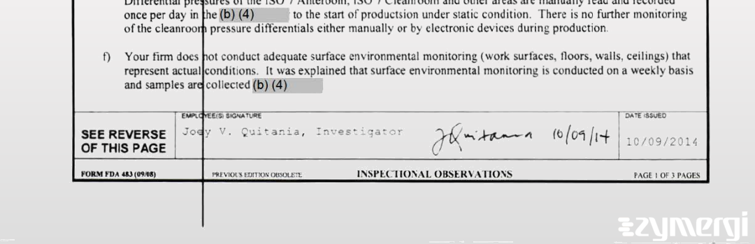 Joey V. Quitania FDA Investigator