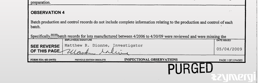 Matthew R. Dionne FDA Investigator