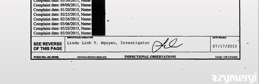 Linda Linh Nguyen FDA Investigator Nguyen, Linda Linh T FDA Investigator 