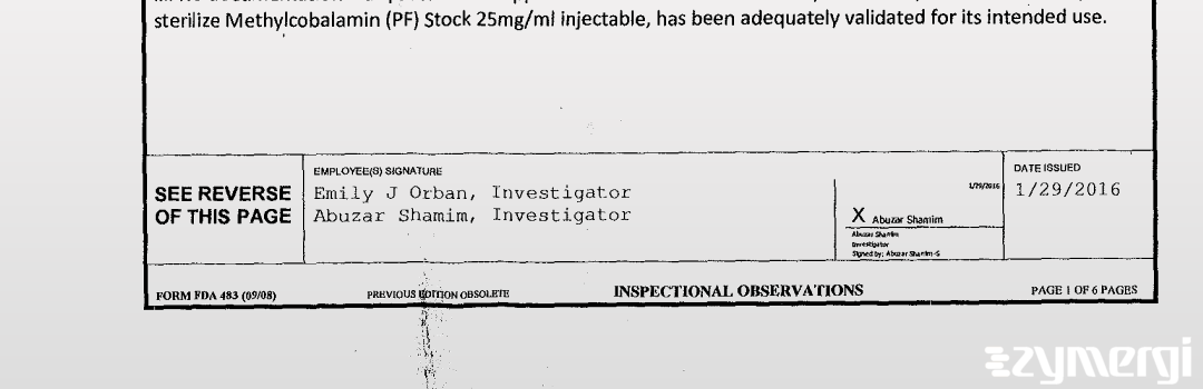 Emily J. Orban FDA Investigator Abuzar Shamim FDA Investigator 