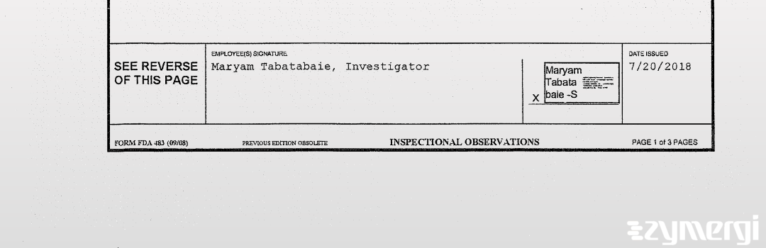 Maryam Tabatabaie FDA Investigator