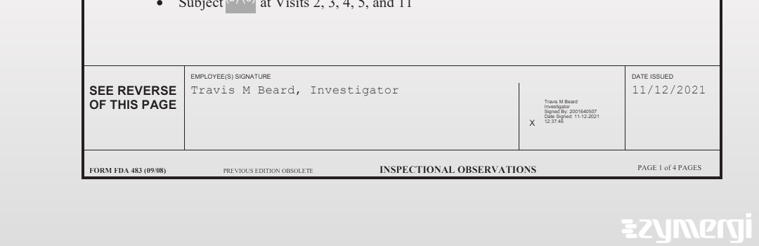 Travis M. Beard FDA Investigator