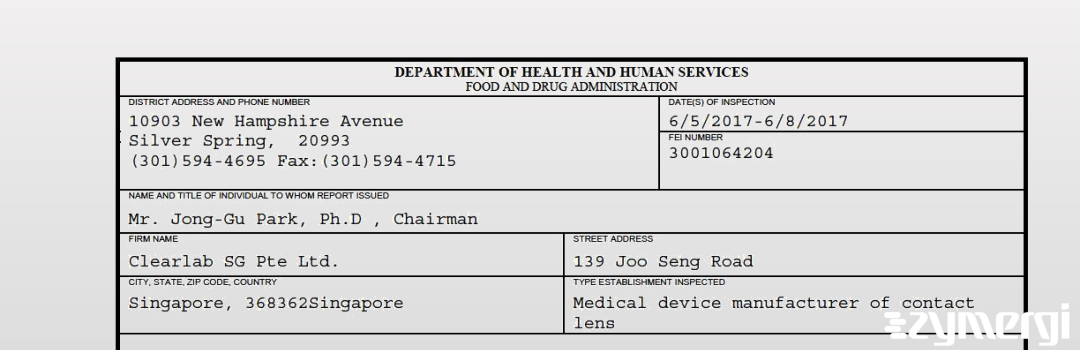 FDANews 483 Clearlab SG Pte Ltd. Jun 8 2017 top