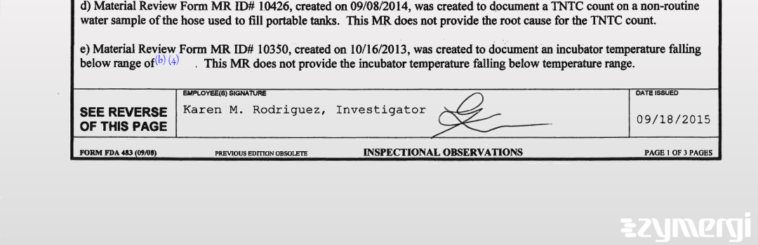 Karen M. Rodriguez FDA Investigator